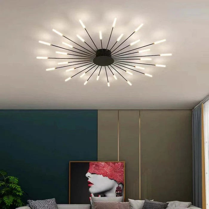 Nowoczesny żyrandol sufitowy LED - minimalistyczny design w stylu promieni słonecznych