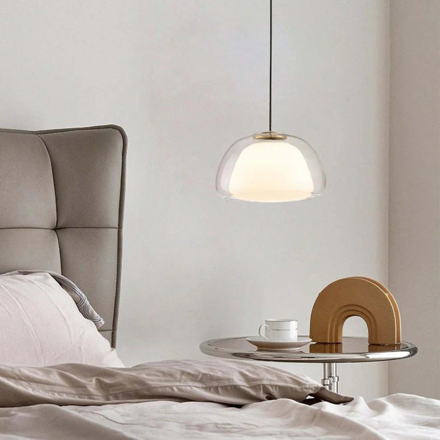 Nowoczesna lampa wisząca LED z podwójnym szklanym kloszem