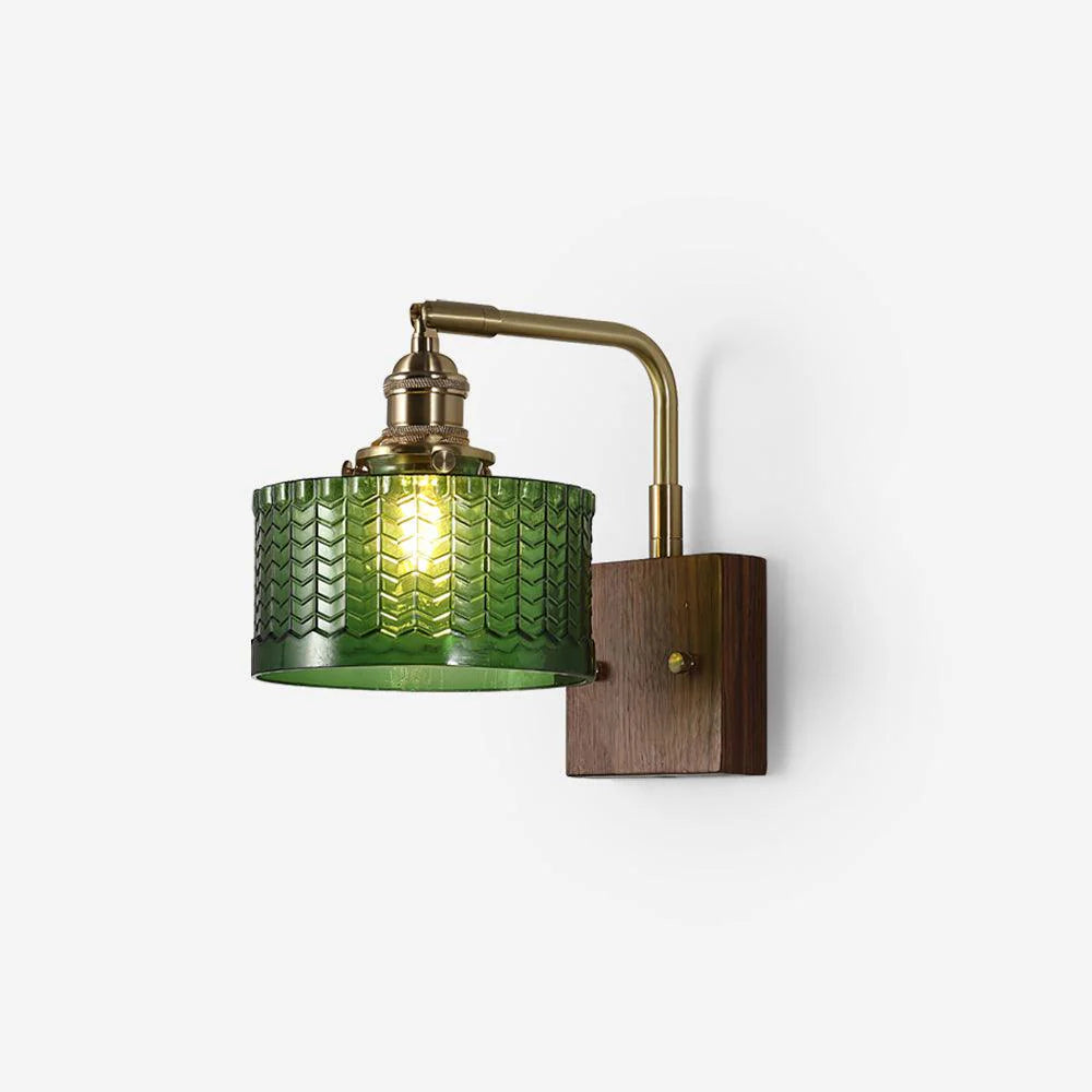 Kinkiet Vintage Lampa Ścienna ze Szklanym Kloszem