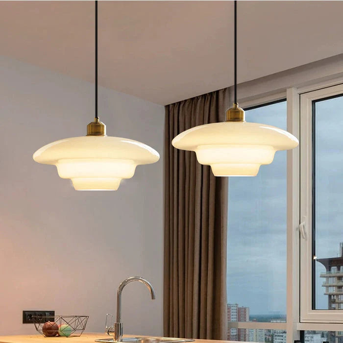 Wisząca Lampa Sufitowa z Mlecznobiałego Szkła