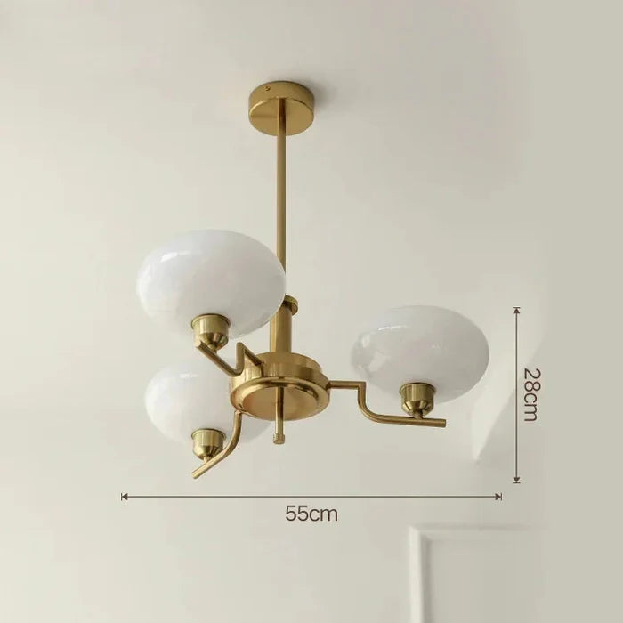 Nowoczesny Żyrandol z Kloszami z Opalowego Szkła – Elegancka Lampa Sufitowa