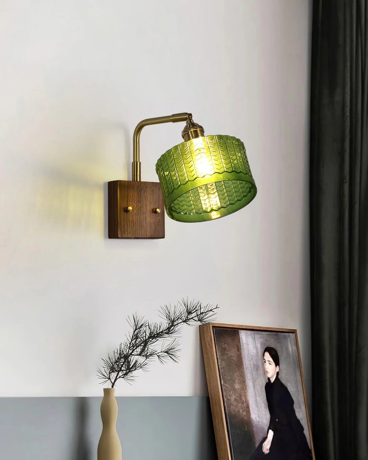Kinkiet Vintage Lampa Ścienna ze Szklanym Kloszem