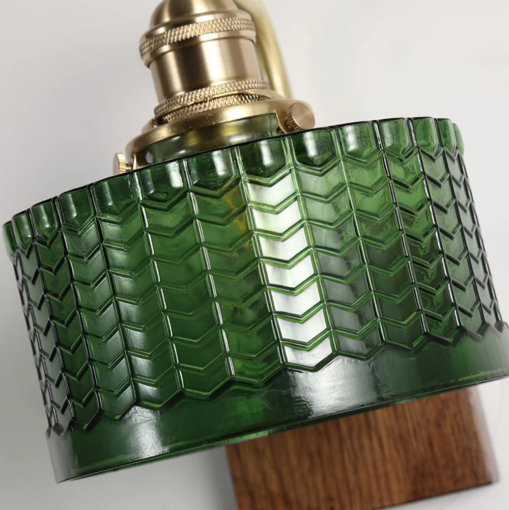 Kinkiet Vintage Lampa Ścienna ze Szklanym Kloszem