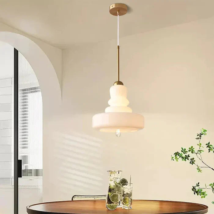 Designerska Lampa Wisząca z Mlecznego Szkła Bauhaus