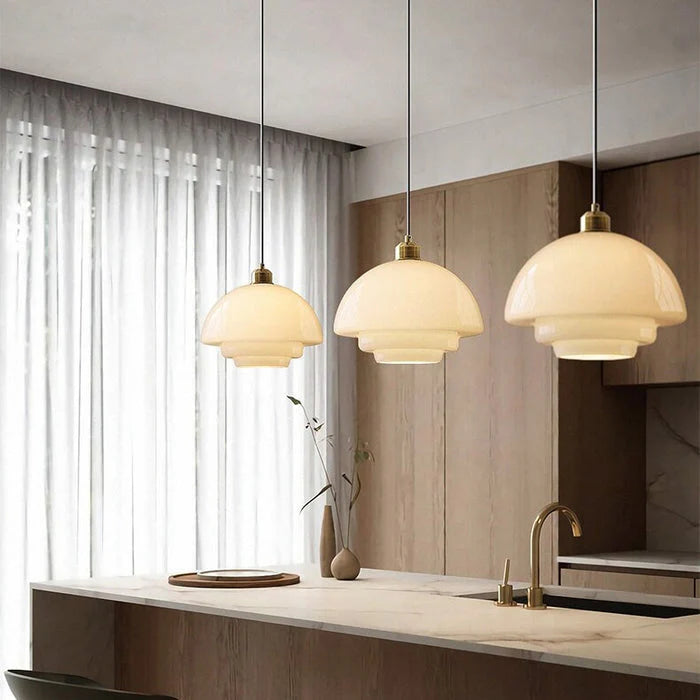 Wisząca Lampa Sufitowa z Mlecznobiałego Szkła