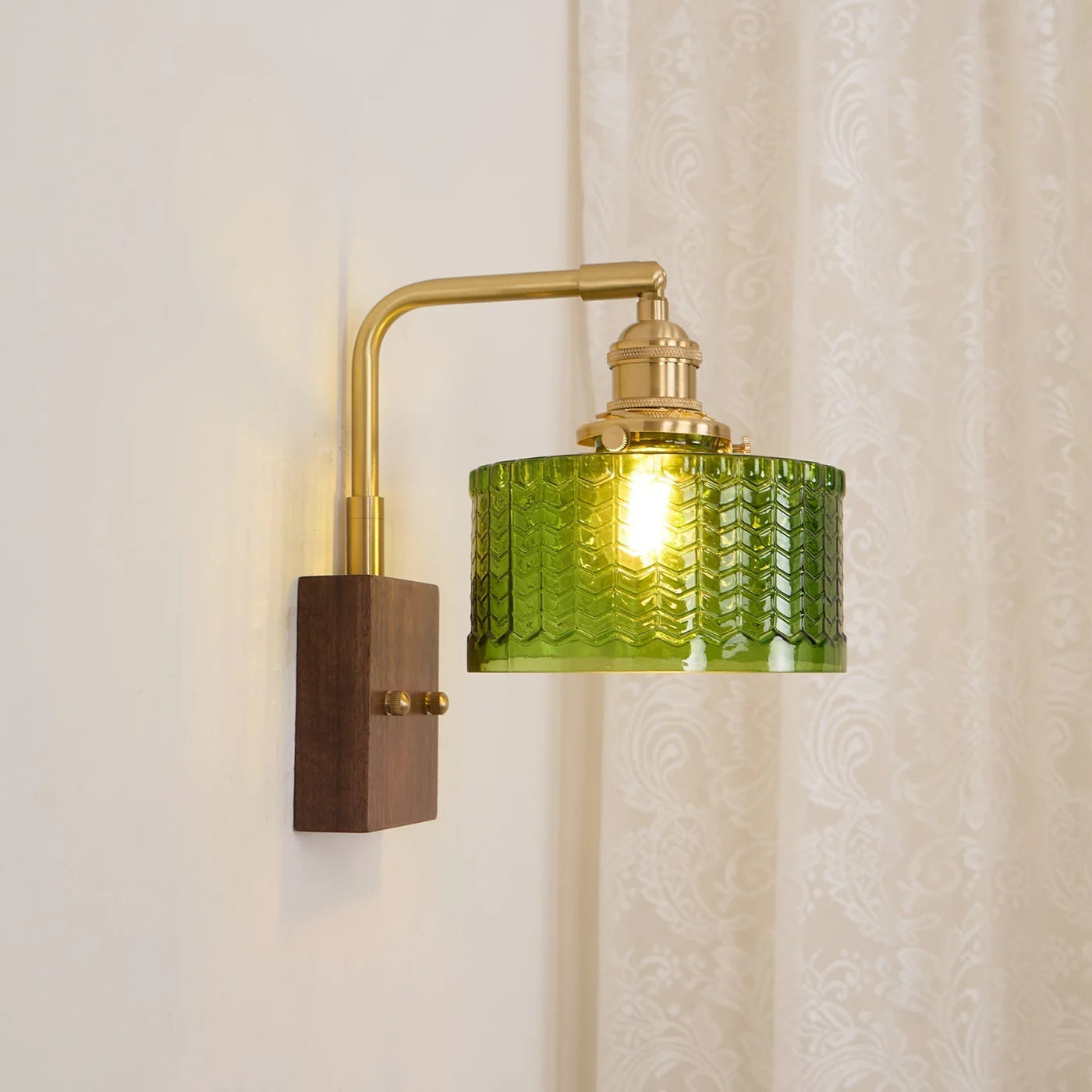 Kinkiet Vintage Lampa Ścienna ze Szklanym Kloszem