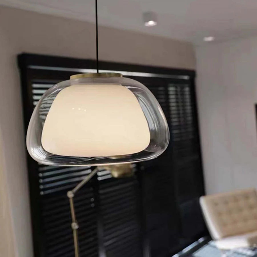 Nowoczesna lampa wisząca LED z podwójnym szklanym kloszem