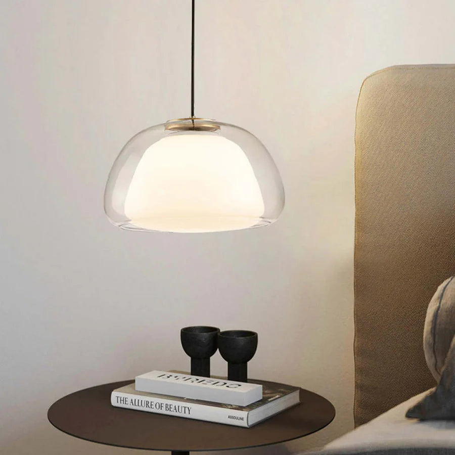 Nowoczesna lampa wisząca LED z podwójnym szklanym kloszem
