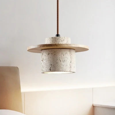 Nowoczesna Lampa Wisząca z Kamienia i Drewna