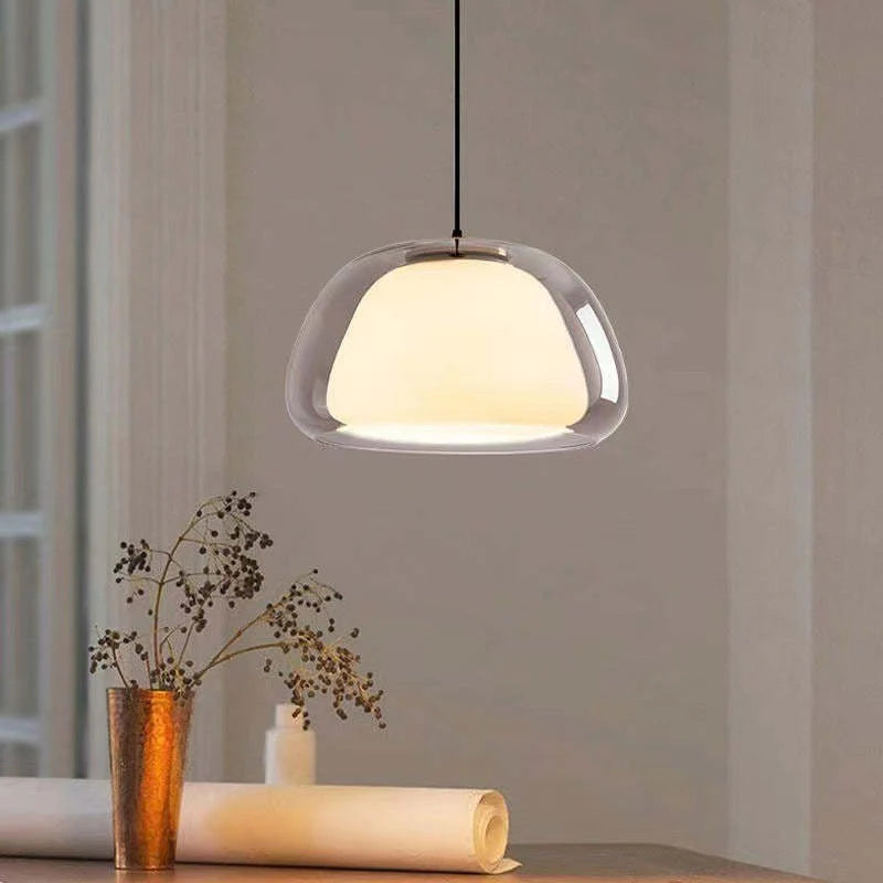 Nowoczesna lampa wisząca LED z podwójnym szklanym kloszem