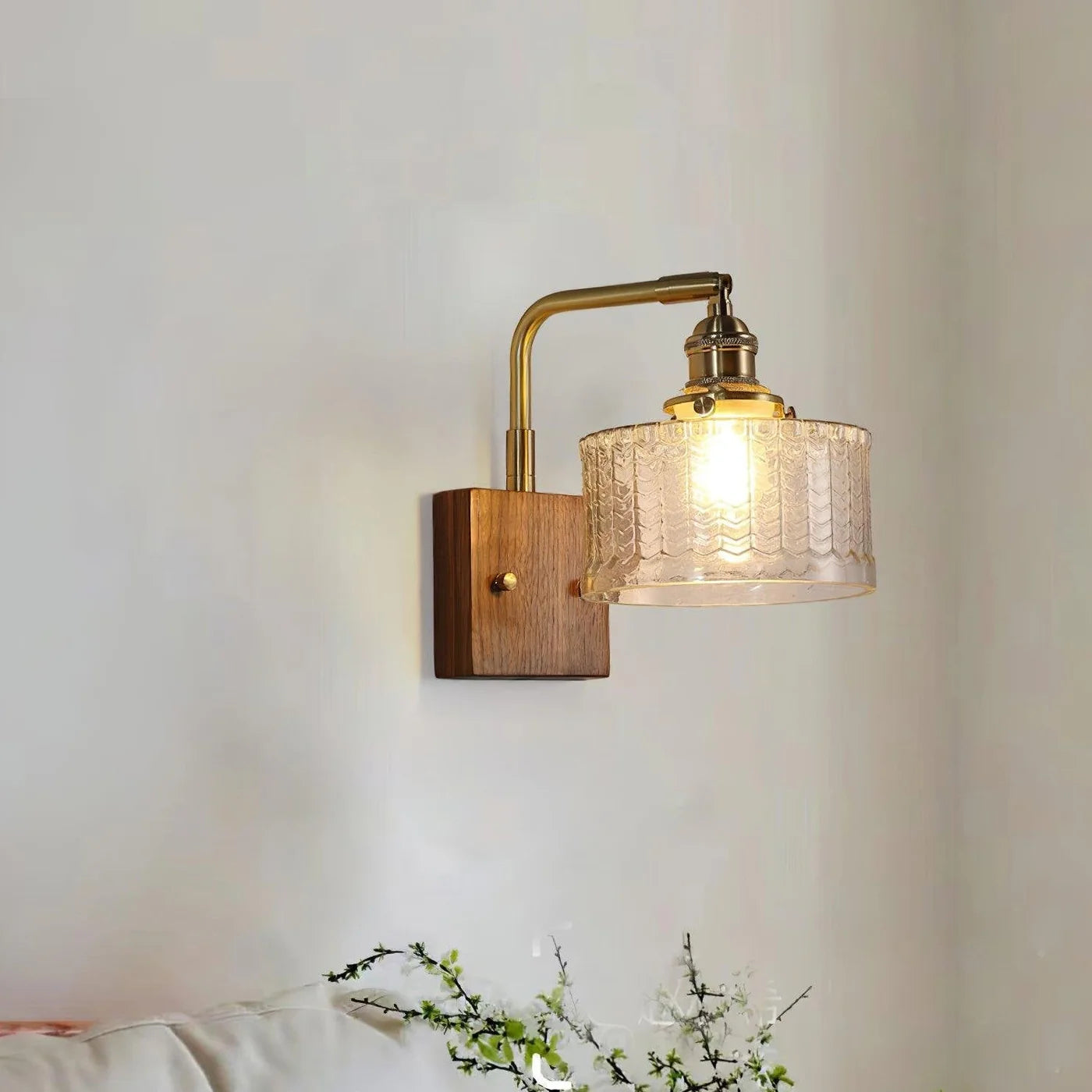Kinkiet Vintage Lampa Ścienna ze Szklanym Kloszem