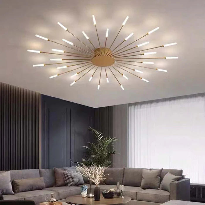 Nowoczesny żyrandol sufitowy LED - minimalistyczny design w stylu promieni słonecznych