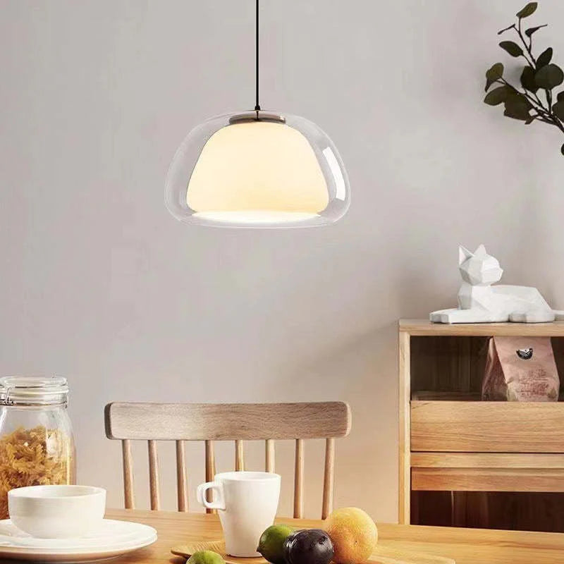 Nowoczesna lampa wisząca LED z podwójnym szklanym kloszem