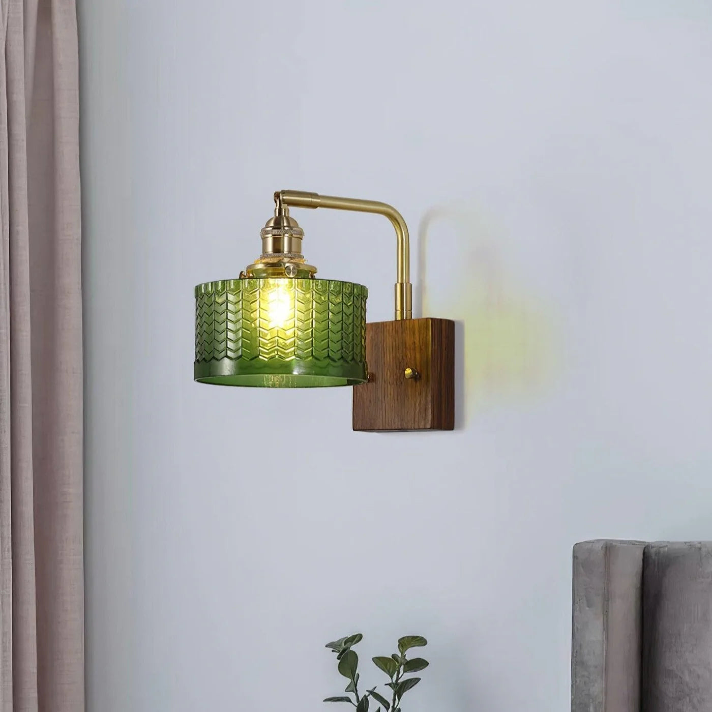 Kinkiet Vintage Lampa Ścienna ze Szklanym Kloszem