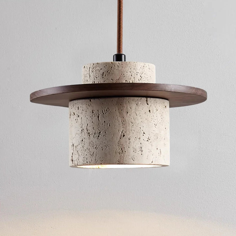 Nowoczesna Lampa Wisząca z Kamienia i Drewna