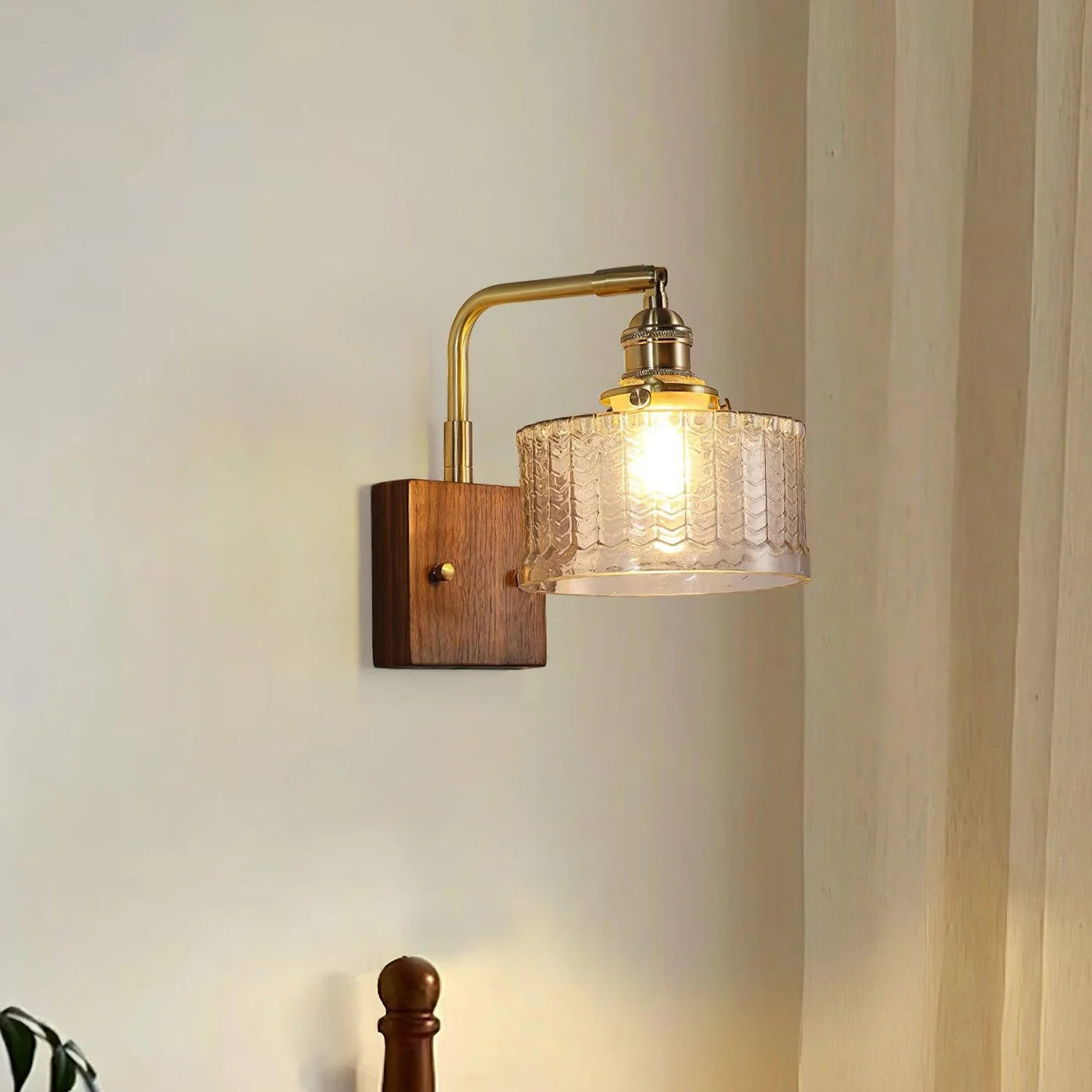 Kinkiet Vintage Lampa Ścienna ze Szklanym Kloszem