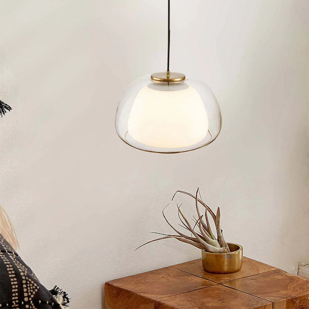 Nowoczesna lampa wisząca LED z podwójnym szklanym kloszem