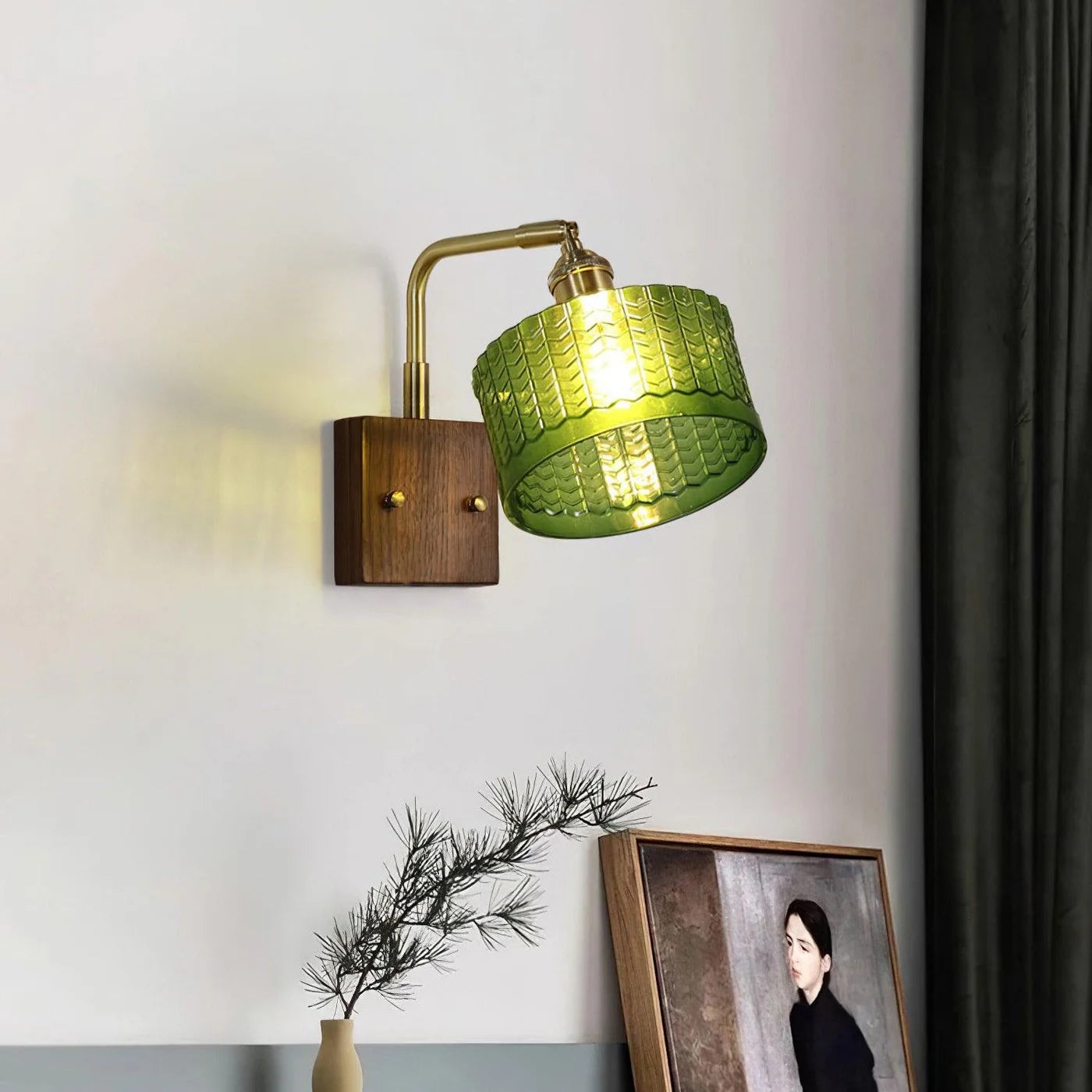 Kinkiet Vintage Lampa Ścienna ze Szklanym Kloszem