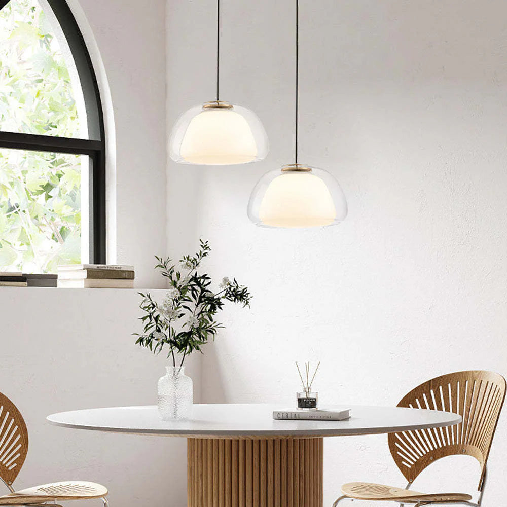 Nowoczesna lampa wisząca LED z podwójnym szklanym kloszem
