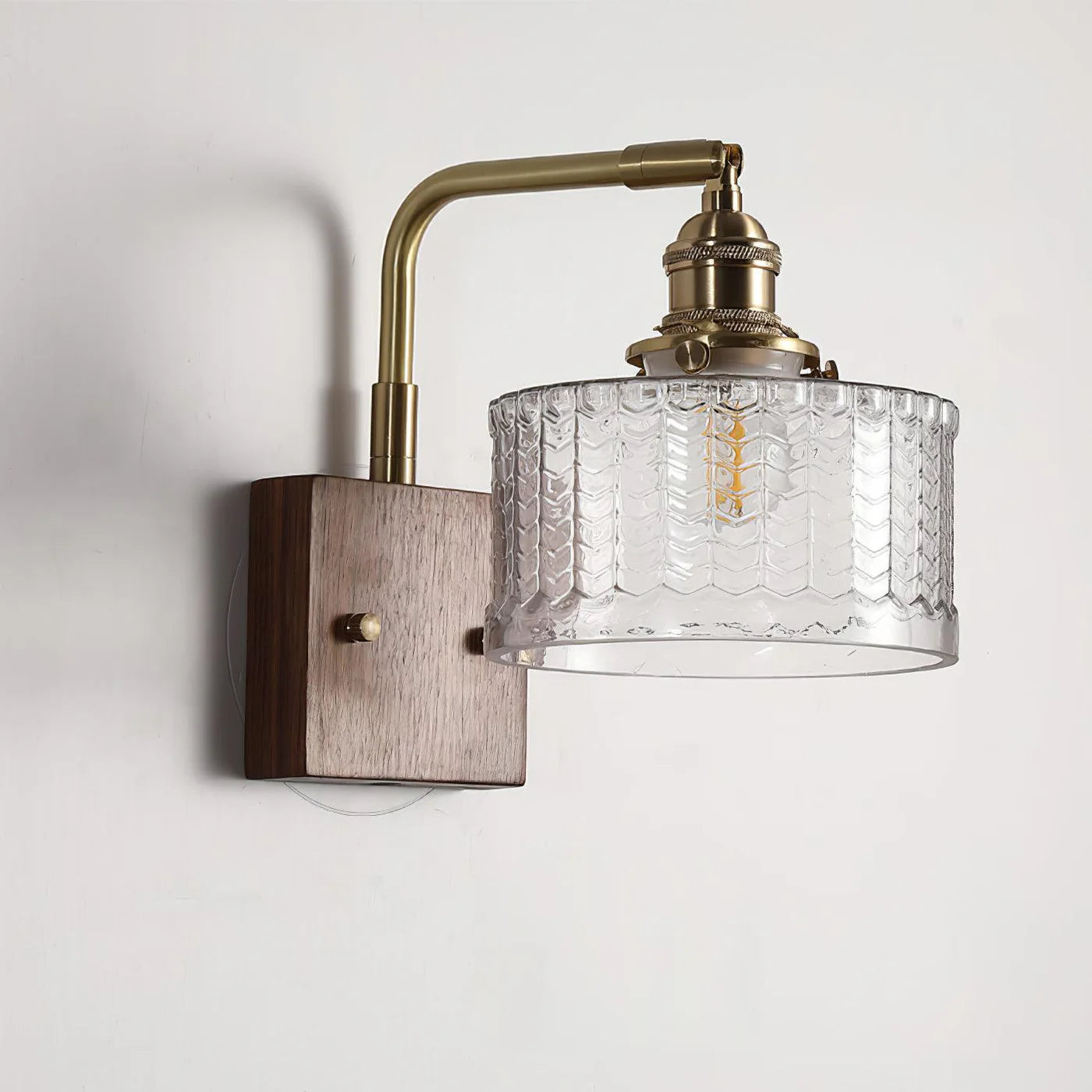 Kinkiet Vintage Lampa Ścienna ze Szklanym Kloszem