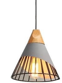 Nowoczesna lampa wisząca loft skandynawska z drewnem i metalem