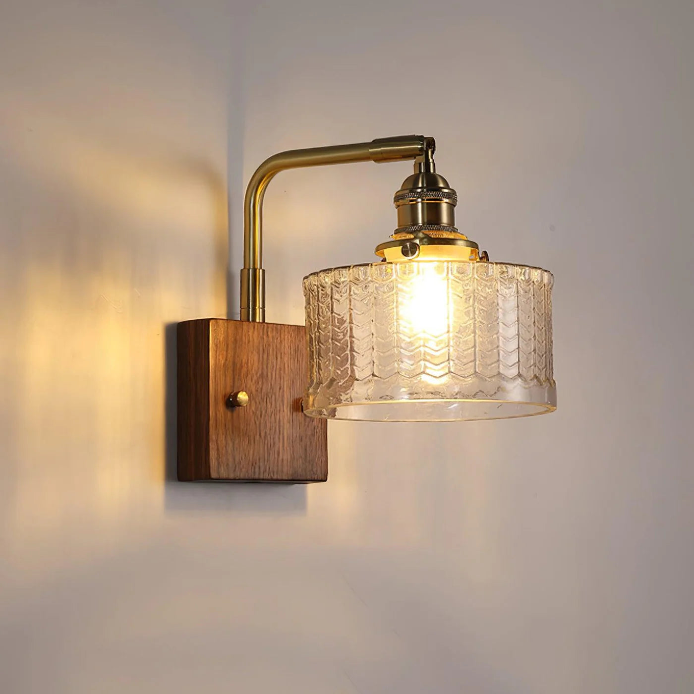 Kinkiet Vintage Lampa Ścienna ze Szklanym Kloszem