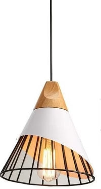 Nowoczesna lampa wisząca loft skandynawska z drewnem i metalem
