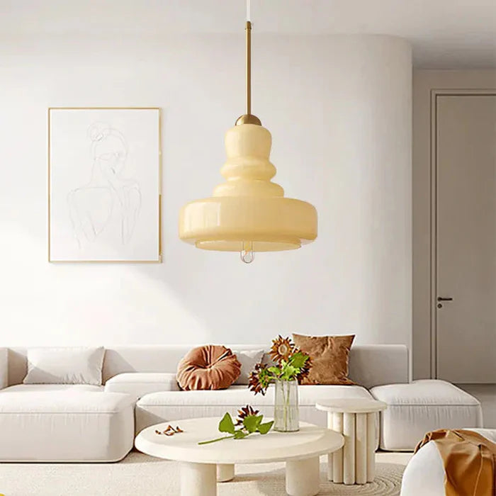 Designerska Lampa Wisząca z Mlecznego Szkła Bauhaus