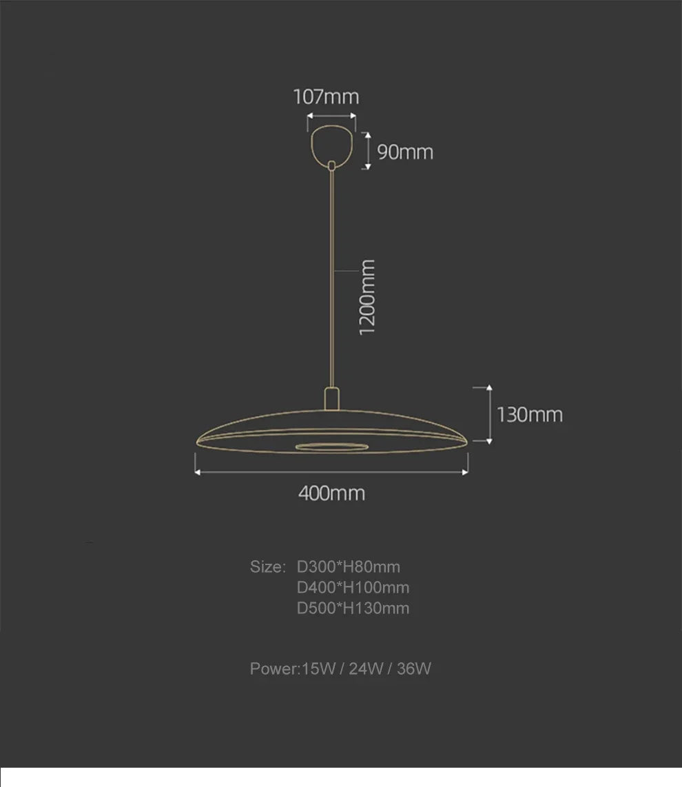 Smukła lampa wisząca LED – Nowoczesna lampa sufitowa w kształcie talerza