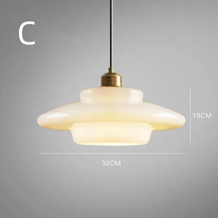 Wisząca Lampa Sufitowa z Mlecznobiałego Szkła