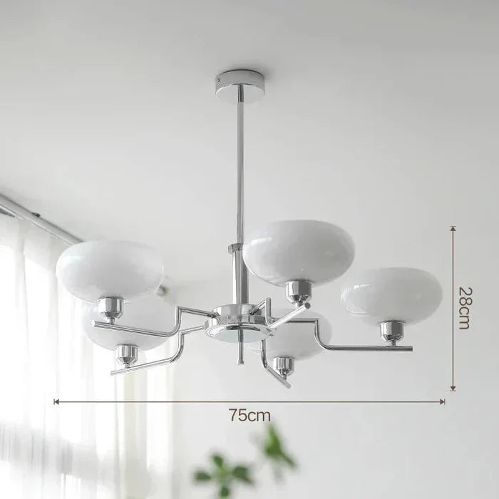 Nowoczesny Żyrandol z Kloszami z Opalowego Szkła – Elegancka Lampa Sufitowa