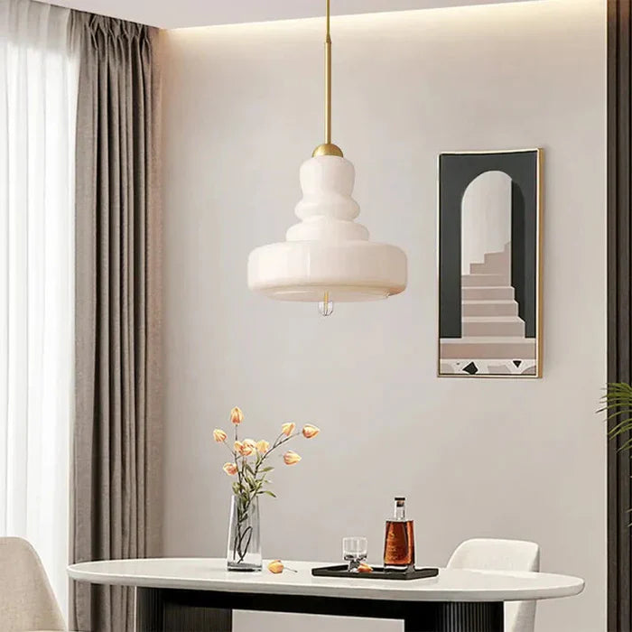 Designerska Lampa Wisząca z Mlecznego Szkła Bauhaus