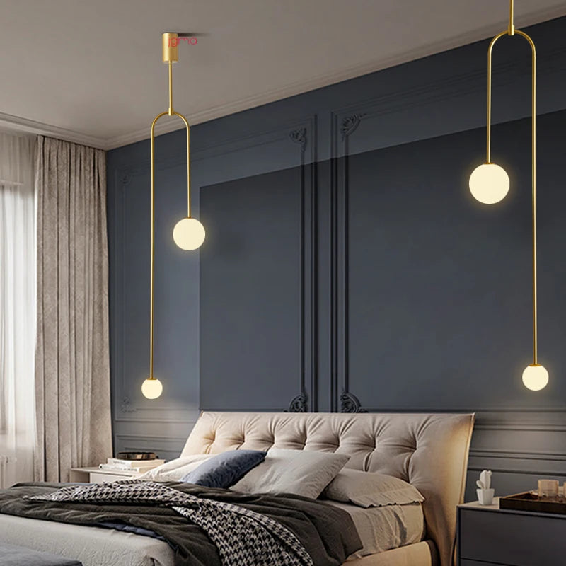 Nowoczesna Lampa Wisząca LED – Minimalistyczny Design z Kulistymi Kloszami