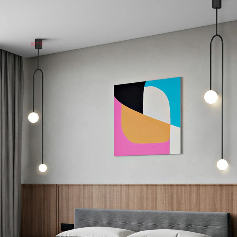Nowoczesna Lampa Wisząca LED – Minimalistyczny Design z Kulistymi Kloszami