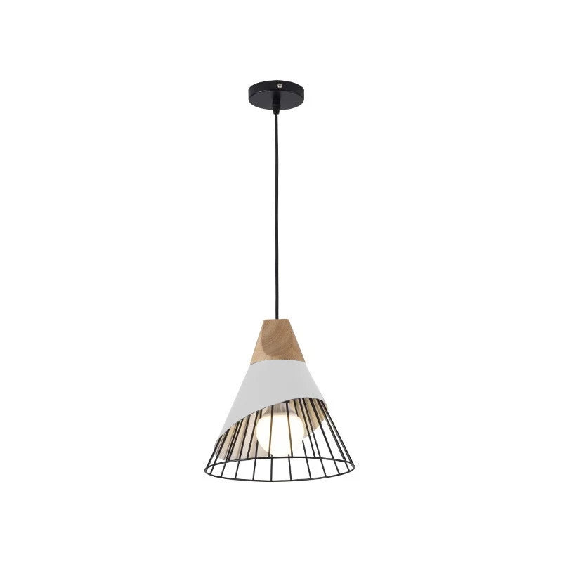 Nowoczesna lampa wisząca loft skandynawska z drewnem i metalem