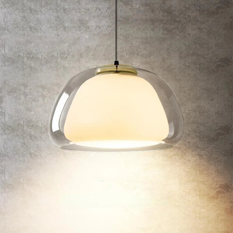 Nowoczesna lampa wisząca LED z podwójnym szklanym kloszem