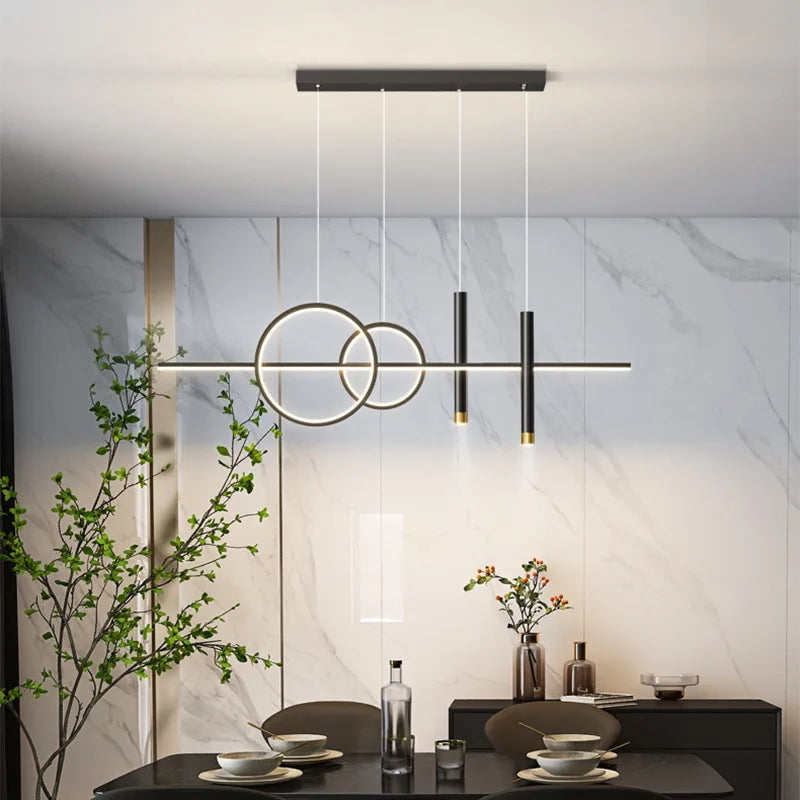 Nowoczesna lampa wisząca LED – geometryczny design, oświetlenie sufitowe do salonu i jadalni