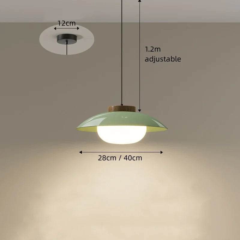 Nowoczesna Szklana Lampa Wisząca – Minimalistyczny Design z Drewnianym Akcentem