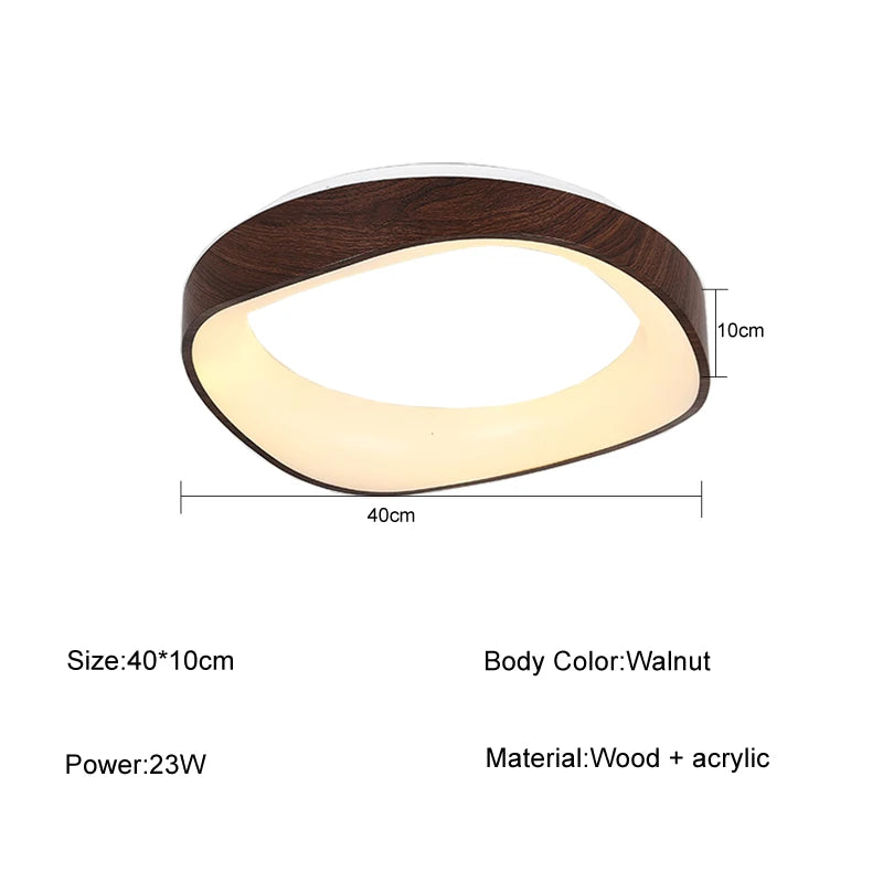 Skandynawska lampa sufitowa LED – Nowoczesna lampa natynkowa z efektem drewna
