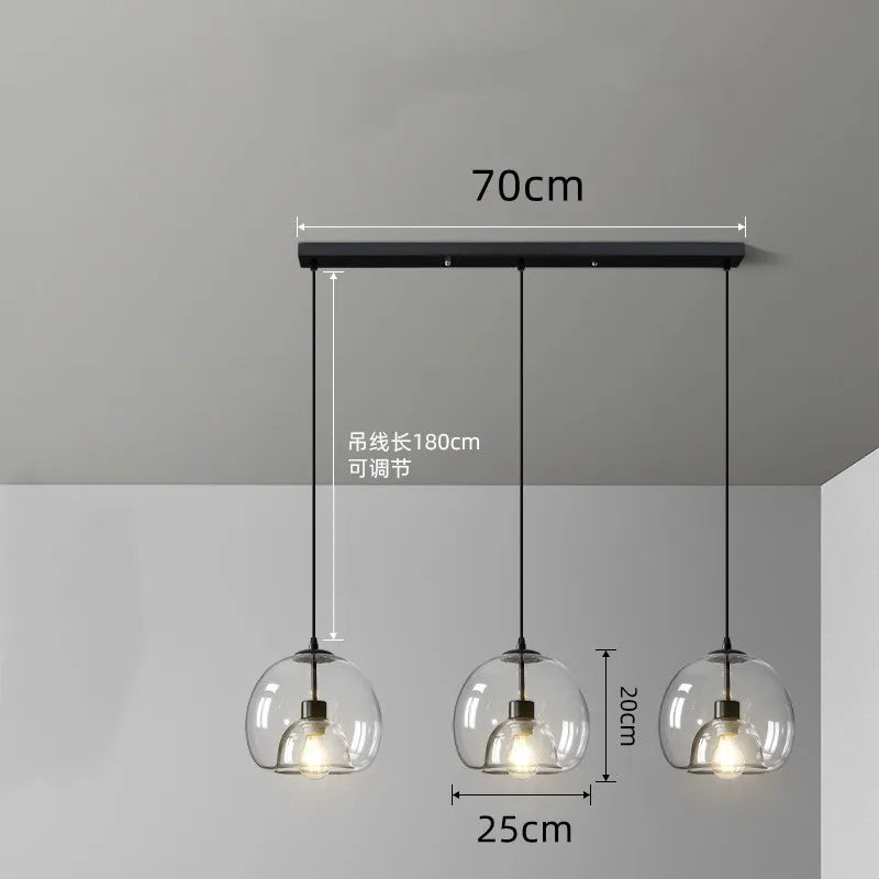 Szklana lampa wisząca – podwójny klosz w industrialnym stylu