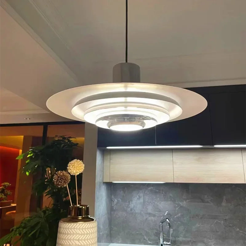 Retro Lampa Wisząca z Aluminium – Warstwowa Lampa LED
