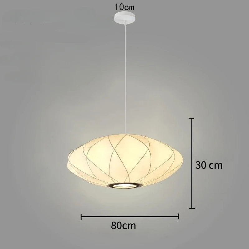 Nowoczesna Lampa Wisząca z Tkaninowym Kloszem