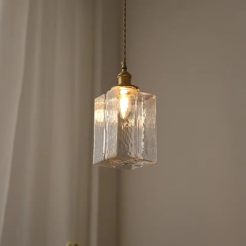 Vintage lampy wiszące szklane z mosiężnym wykończeniem