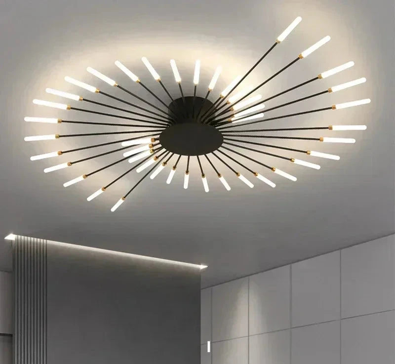 Nowoczesny żyrandol sufitowy LED - minimalistyczny design w stylu promieni słonecznych