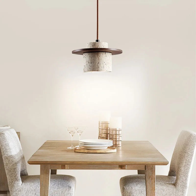 Nowoczesna Lampa Wisząca z Kamienia i Drewna