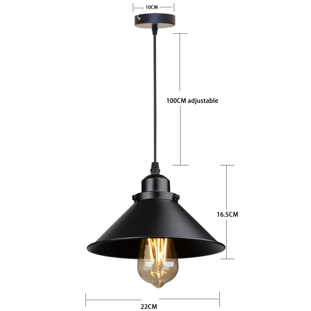 Industrialna Lampa Wisząca z Metalowym Kloszem