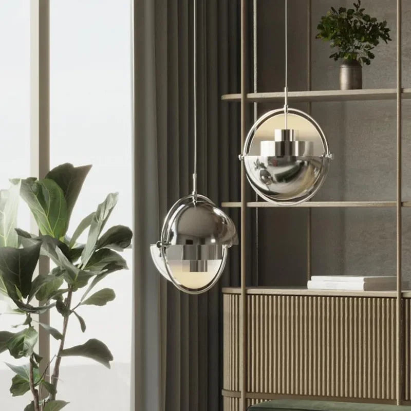 Designerska Lampa Wisząca z Metalowym Kloszem i Ozdobnym Pierścieniem