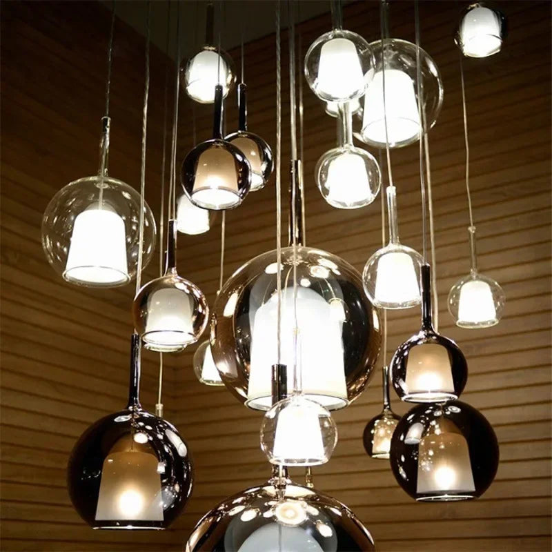 Nowoczesna lampal wisząca z kloszami ze szkła – Lampa sufitowa typu cluster z dymionym szkłem
