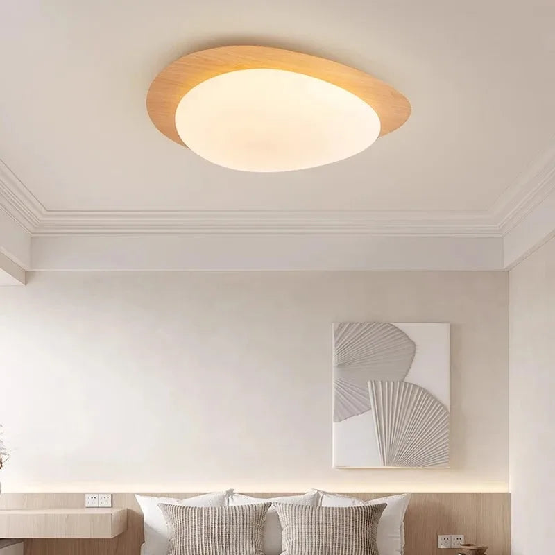 Nowoczesna Lampa Sufitowa LED z Drewnianym Akcentem