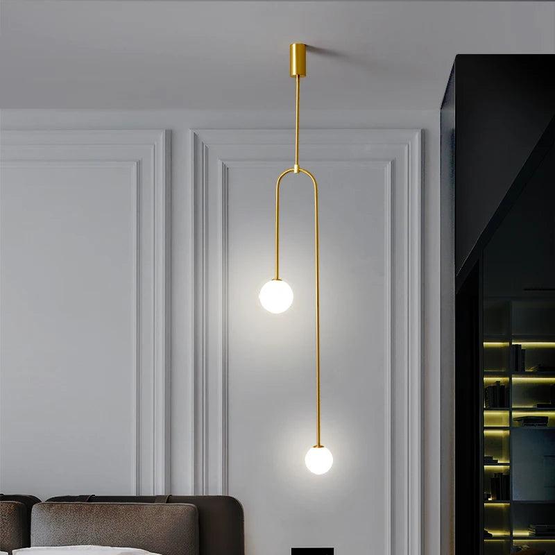 Nowoczesna Lampa Wisząca LED – Minimalistyczny Design z Kulistymi Kloszami